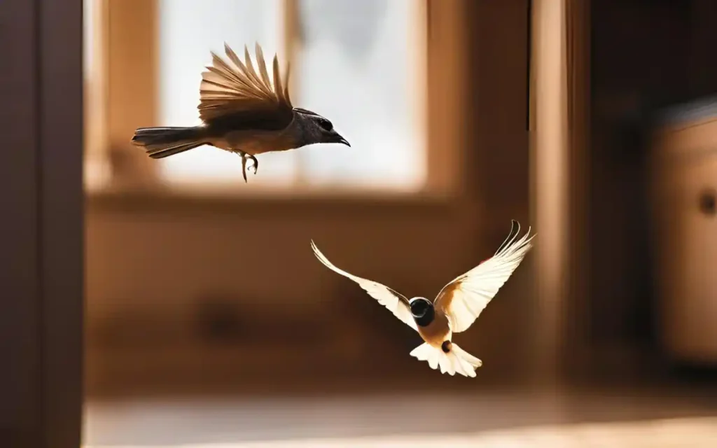 bird flying into house